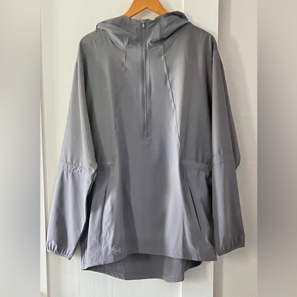 Under Armour 1/2 Zip Windbreaker Jacket Mens XL Gray Hoodie Pullover Vented
